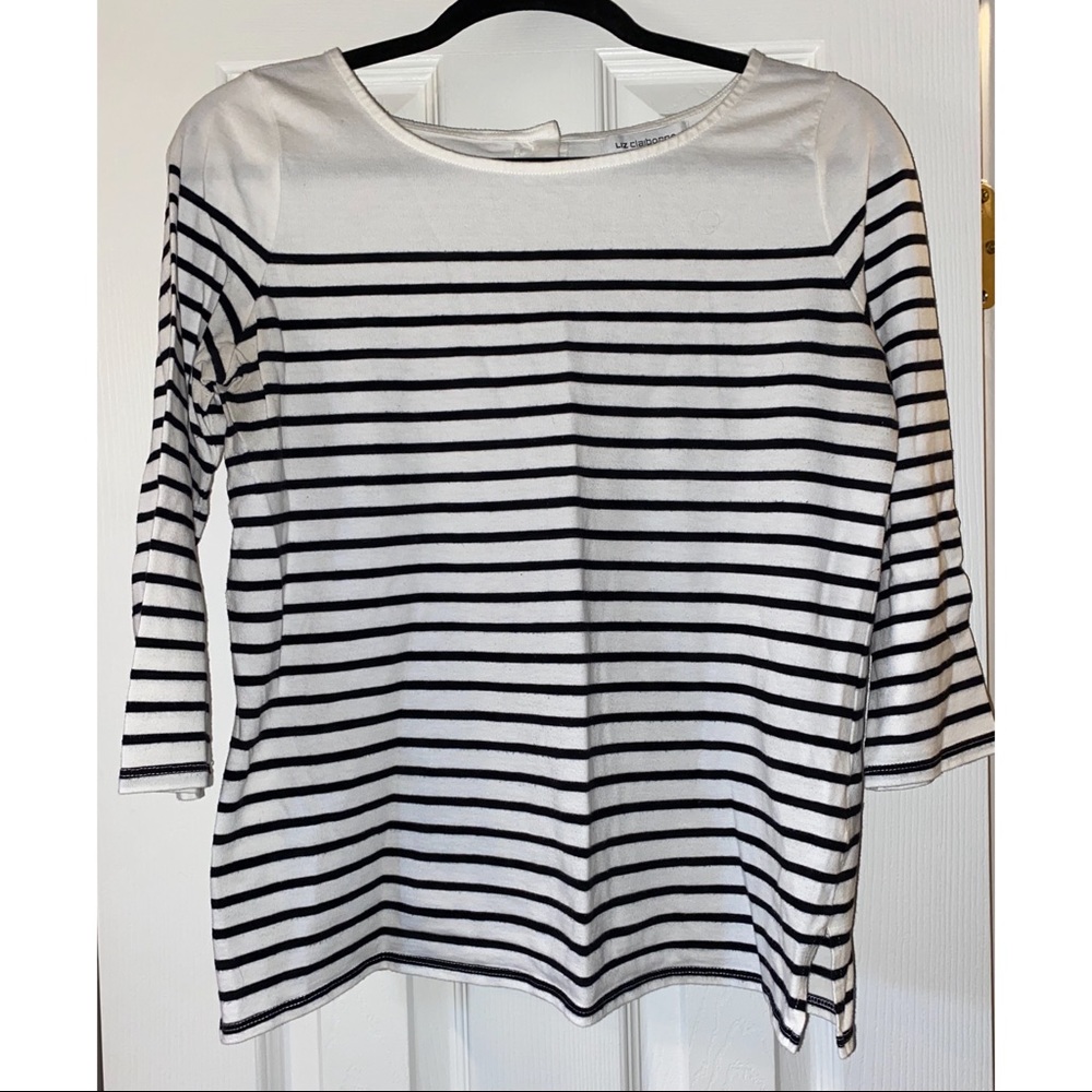 Striped boat neck top